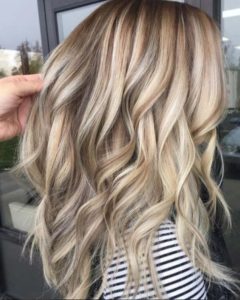 Blonde highlights with capillary contouring (balayage)