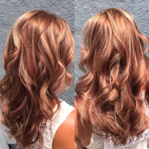 Red hair with blonde highlights