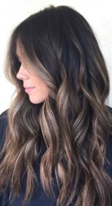 different options of dark hair with highlights