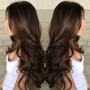 Brown hair with caramel highlights