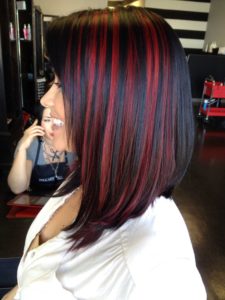 Black with red highlights