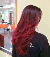 red balayage highlights 