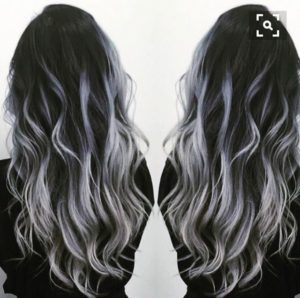 Black hair silver highlights