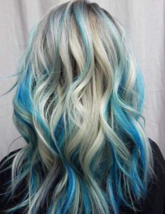 Blonde Hair and Blue Highlights