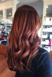 Dark Brown Hair with Gold Rose Highlights