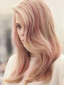 Blonde Hair with Gold Rose Highlights