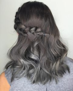 Dark Brown Hair with Grey Highlights