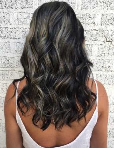 Dark hair silver highlights