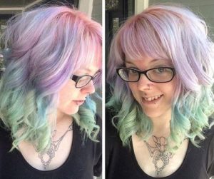 Bangs with highlight fantasy pastel colors