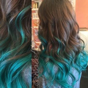 Teal Highlights in your brown hair