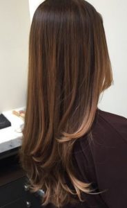 This brunette colored highlights