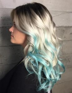 teal highlights to naturally gorgeous blonde hair
