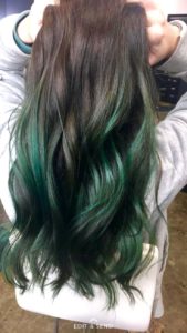 your brown hair with green highlights